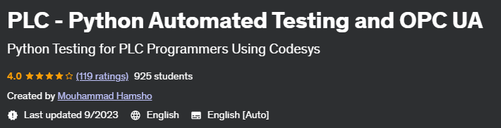 PLC – Python Automated Testing and OPC UA 2020-9