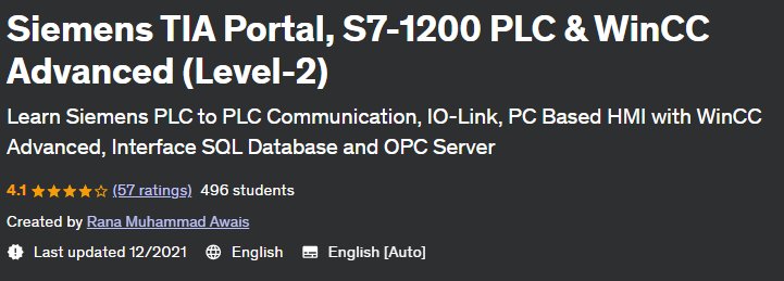 Siemens TIA Portal, S7-1200 PLC & WinCC Advanced (Level-2) 2021-12
