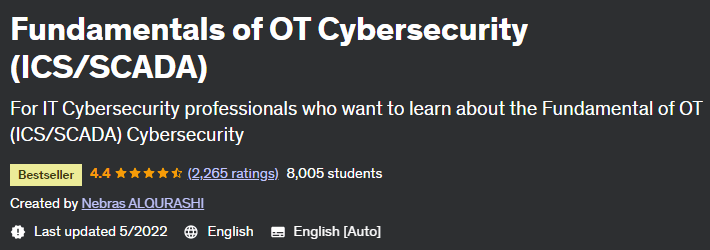 Fundamentals of OT Cybersecurity (ICS/SCADA) 2021-2